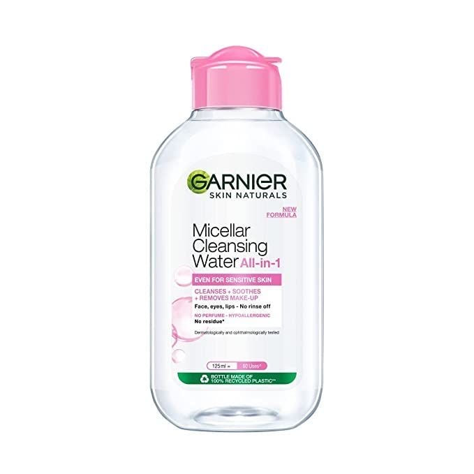 Garnier Micellar Water Facial Cleanser and Makeup Remover Pink for sensitive skin (3 sizes)