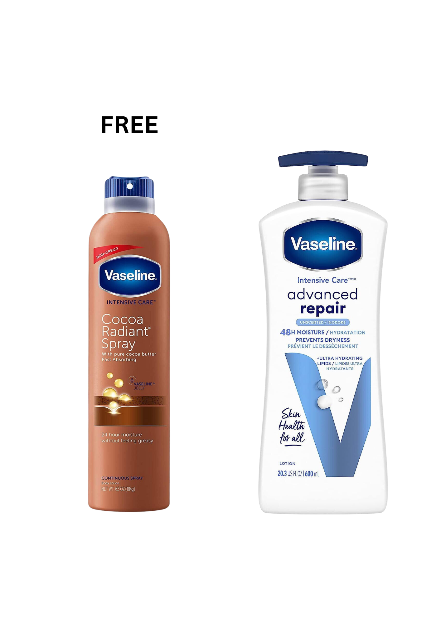 Vaseline Intensive Care Cocoa Radiant Spray Body Lotion For Dry Skin + Body Lotion